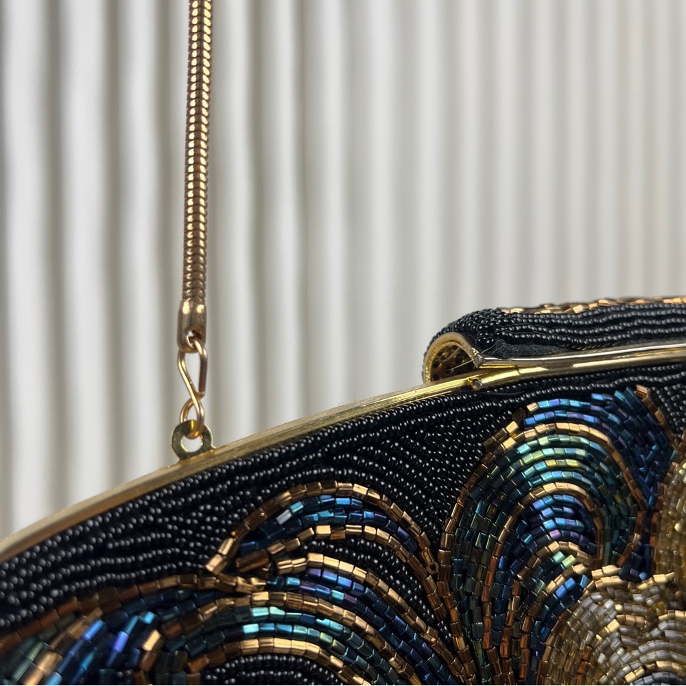Elegant Beaded Clutch with Gold Accents - Picture 7 of 15